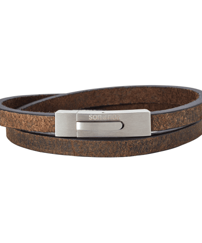 SON armbånd mørkebrun kalveskinn 43cm 6mm