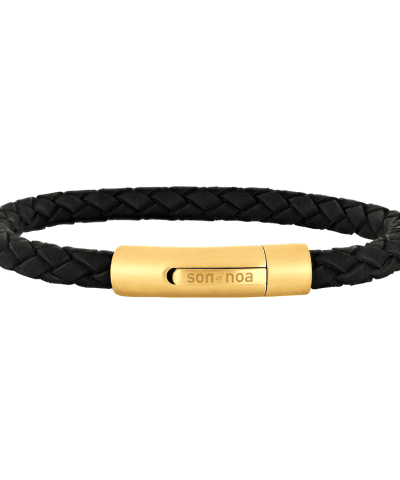 SON armbånd sort kalveskinn 21cm IPG