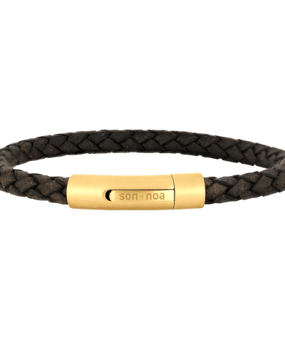 SON armbånd mørkebrun kalveskinn 21cm IPG