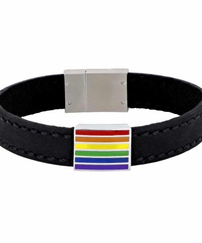 SON armbånd sort kalveskinn 19cm LGBT