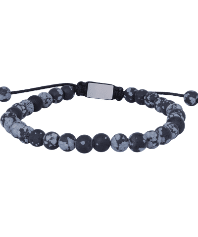 SON armbånd matt snowflake obsidian 19cm - 25 cm