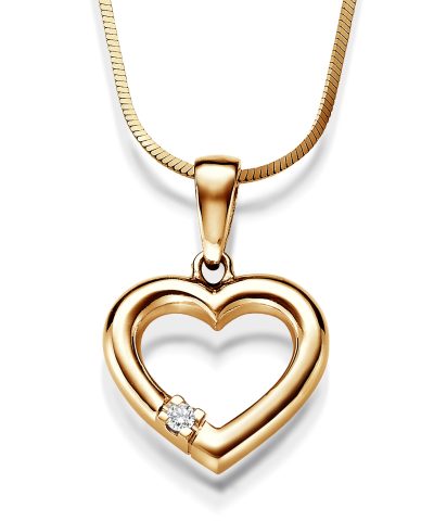Alliansehjerte i 14k gull med diamant 0,03 ct WSi