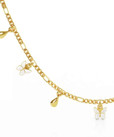 Figarokjede med hvite sommerfugler og dråper