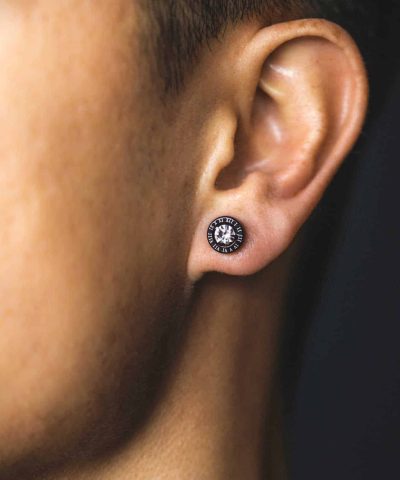 Alternative view of Øredobber i stål med zirkonia, sort