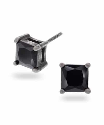 Øredobber i stål med sort zirkonia M