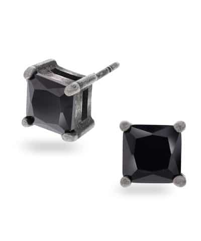 Øredobber i stål med sort zirkonia L