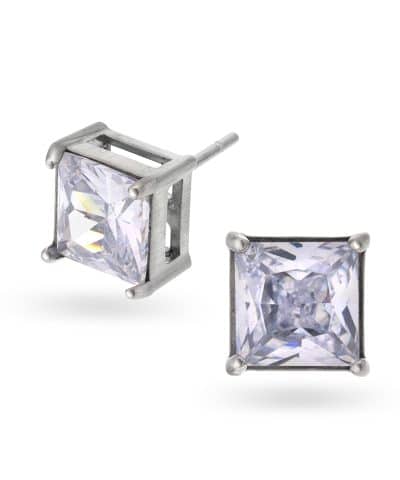 Øredobber i stål med zirkonia L