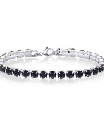 Armbånd i stål med sort zirkonia