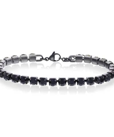 Armbånd i stål med sort zirkonia