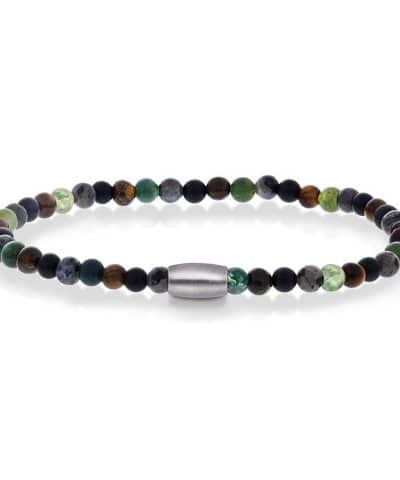 Armbånd i stål med grønn perlemix