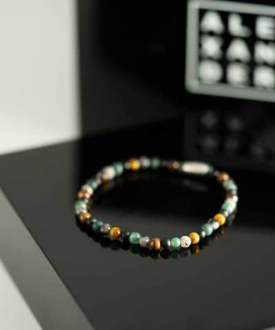 Alternative view of Armbånd i stål med grønn perlemix