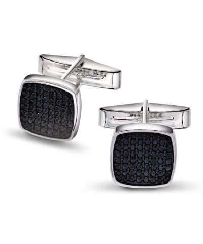 Mansjettknapper i sølv med sort zirkonia