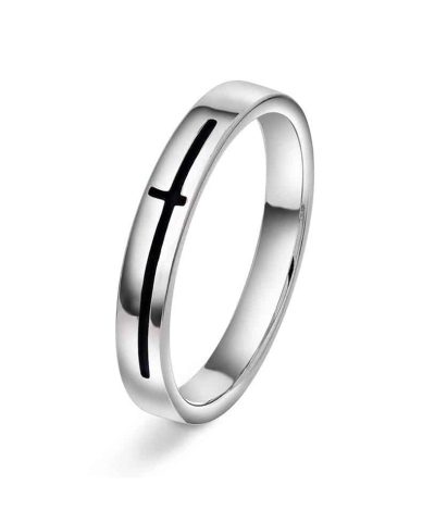 Liam ring i sølv med sort emalje