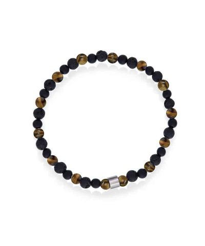 F&S armbånd JR med stenperler, sort/brun