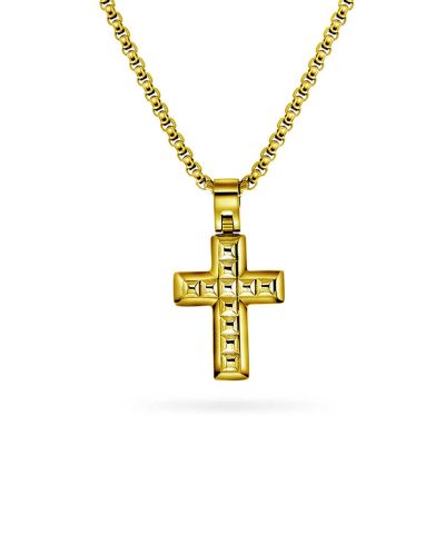 Abel smykke i stål, kors, forgylt