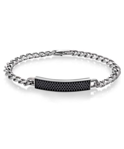 Stark armbånd i stål med sorte stener
