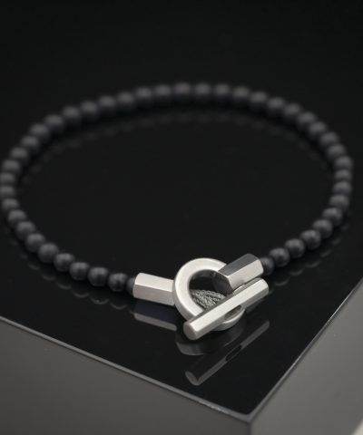 Alternative view of Bear armbånd med stål og sort agat