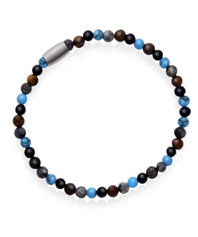 Jax armbånd i stål med blå stenmix