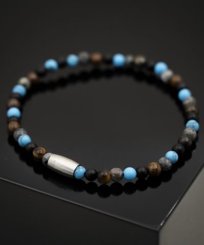 Alternative view of Jax armbånd i stål med blå stenmix