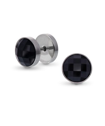 Kent øredobber i stål med sort sten