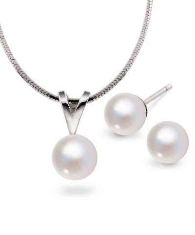 Pan Jewelry - Smykkesett i Sølv m/ Perle - Anheng & Øredobber