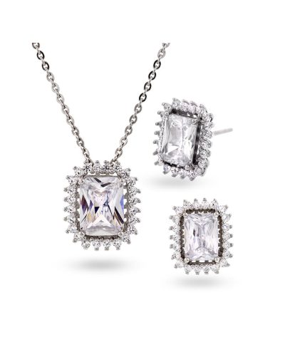 Pan Jewelry - Smykkesett i Sølv m/ Zirkonia - Anheng & Øredobber