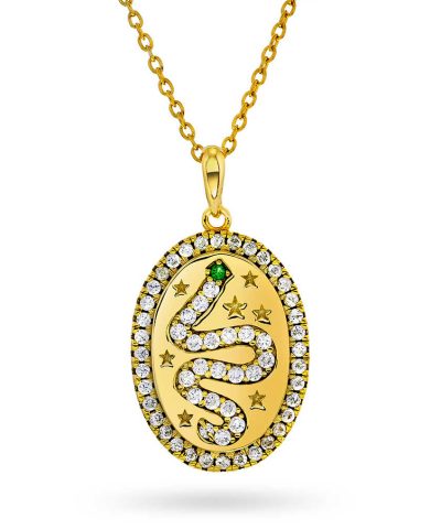 Smykke i sølv med zirkonia slange