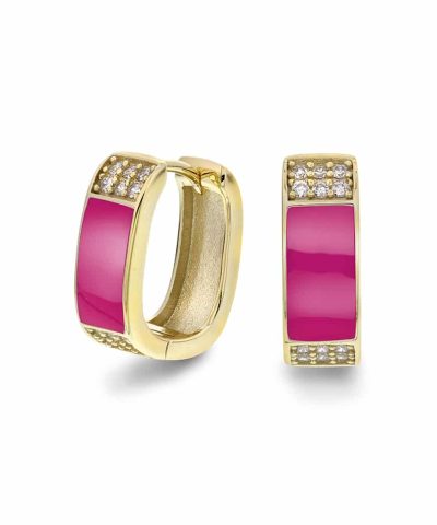 Øreringer i sølv med rosa zirkonia