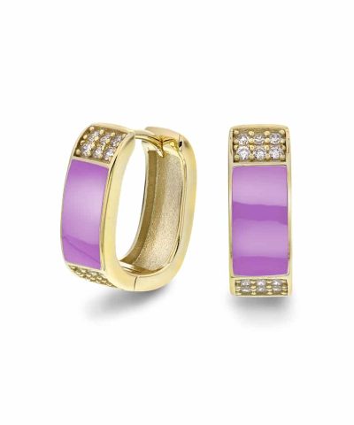 Øreringer i sølv med lilla zirkonia