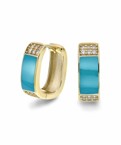 Øreringer i sølv med turkis zirkonia