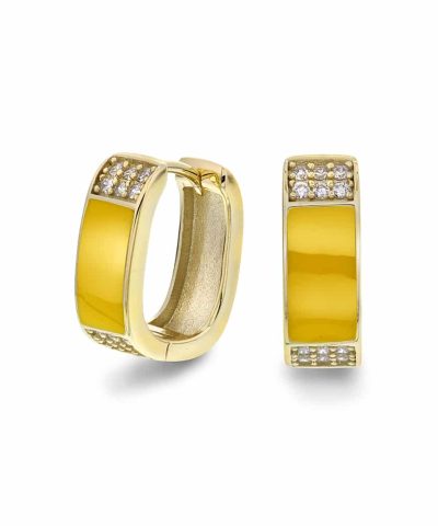 Øreringer i sølv med gul zirkonia