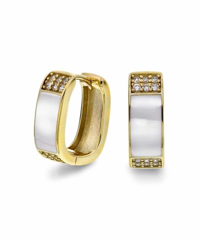 Øreringer i sølv med hvit zirkonia