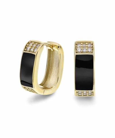 Øreringer i sølv med sort zirkonia