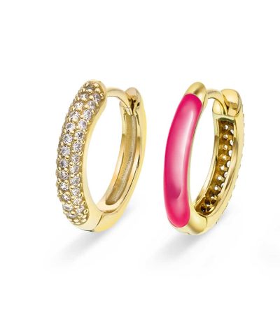 Øreringer i sølv med rosa zirkonia