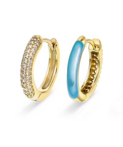 Øreringer i sølv med turkis zirkonia