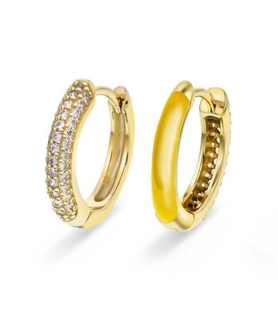 Øreringer i sølv med gul zirkonia