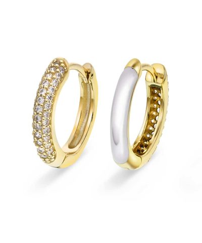 Øreringer i sølv med hvit zirkonia