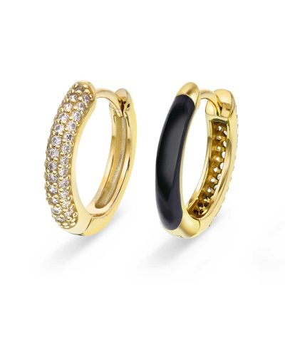 Øreringer i sølv med sort zirkonia