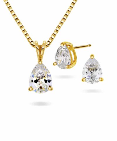 Smykkesett i sølv med zirkonia