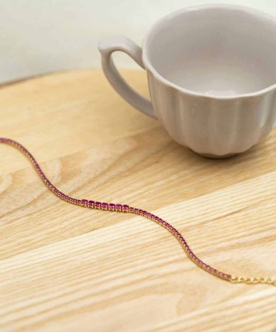 Alternative view of Armbånd i sølv med rosa zirkonia