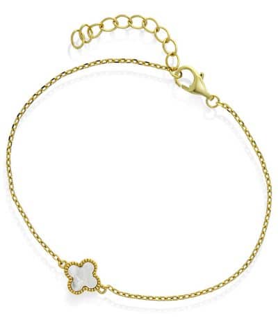 Armbånd i sølv med perlemor kløver