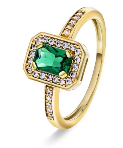 Ring i sølv med grønn zirkonia