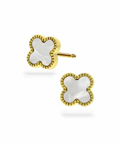 Øredobber i sølv med perlemor kløver