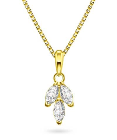 Smykke i sølv med zirkonia blad