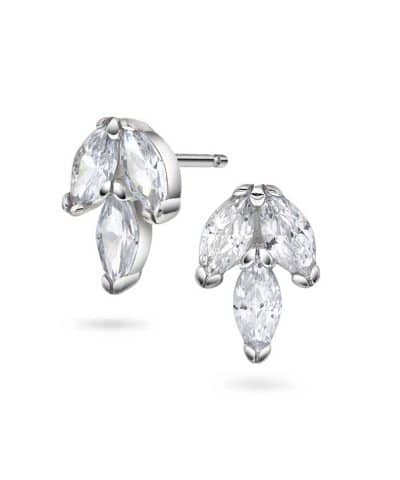 Øredobber i sølv med zirkonia blad