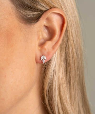 Alternative view of Øredobber i sølv med zirkonia blad