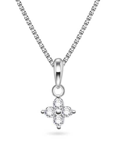 Smykke i sølv med zirkonia blomst