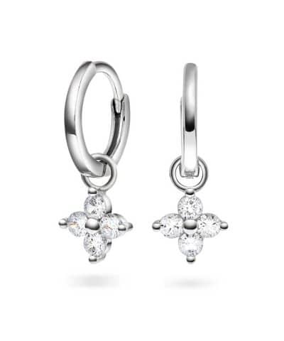 Øreringer i sølv med zirkonia blomst