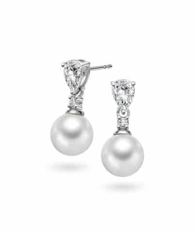 Øredobber i sølv med perle og zirkonia