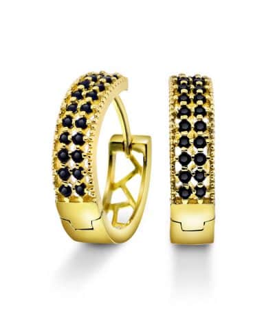 Øreringer i sølv med sort zirkonia